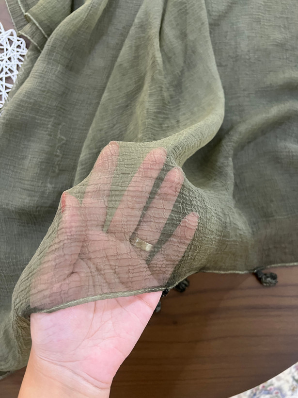 شال حریر تک رنگ منگوله دار وارداتی